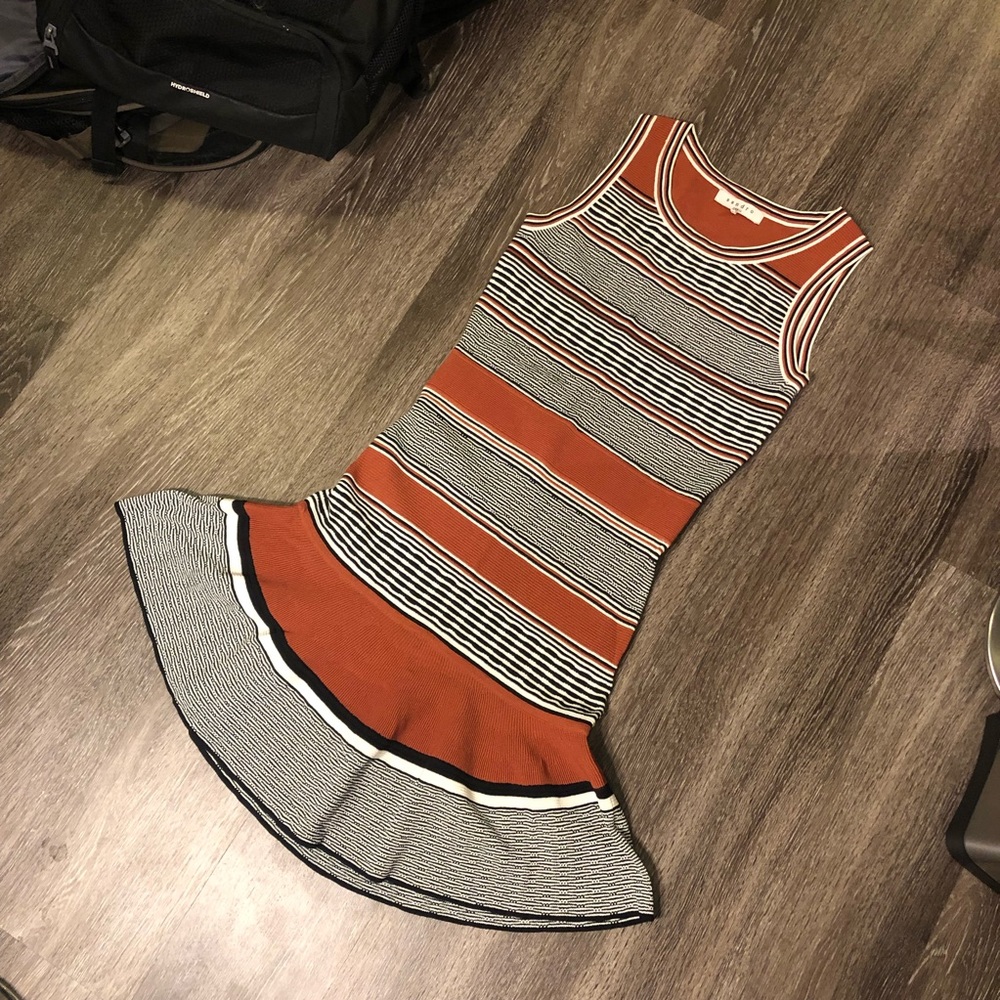 Fitted stripe knit dress